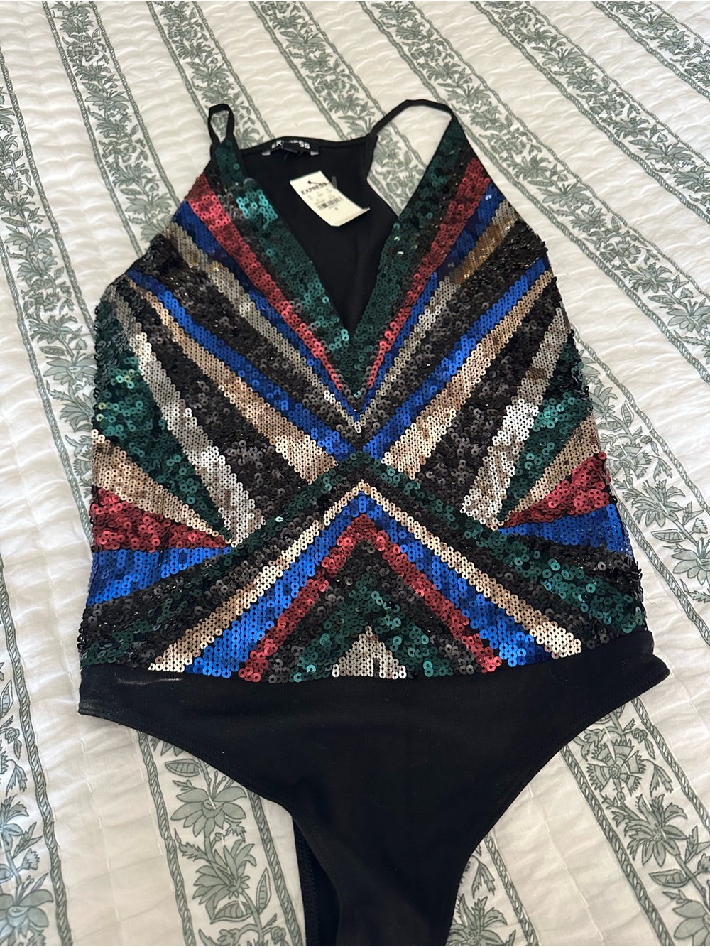 Express Sequined Bodysuit Multi-colored